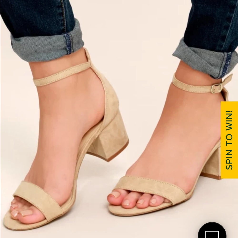 Harper Natural Suede Ankle Strap Heels